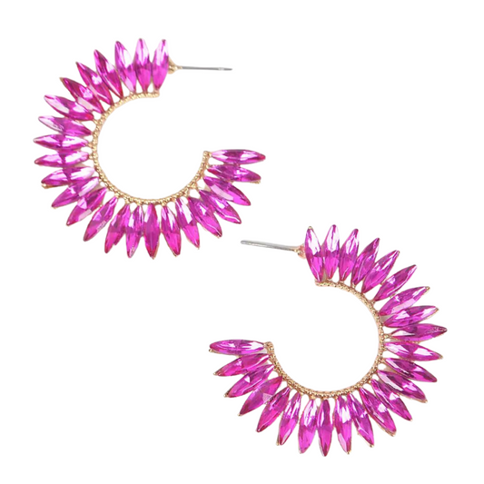 Rhinestone Earrings | Fuchsia