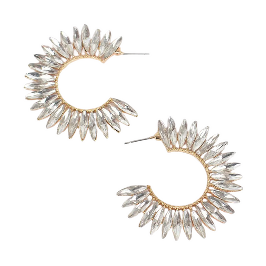 Rhinestone Earrings | Clear Gold