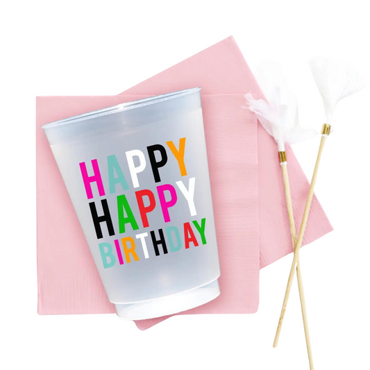 Happy Happy Birthday - Frosted Cups