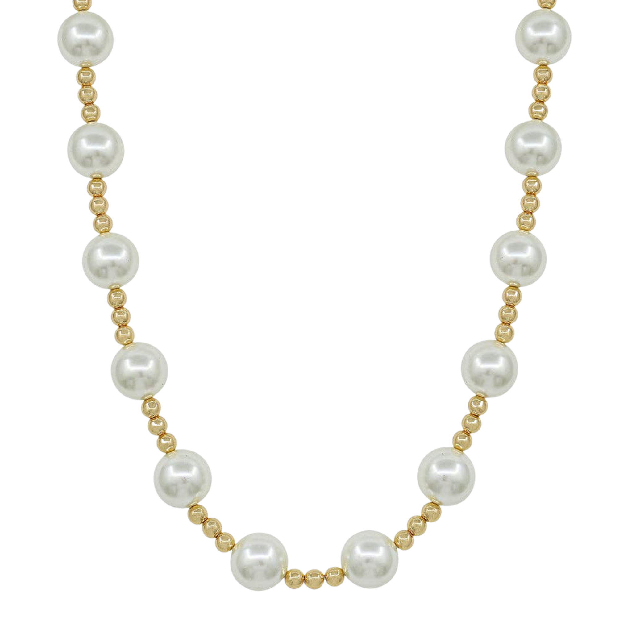Water-Resistant Large Pearl Beaded Necklace – 14MM + 5MM Chain
