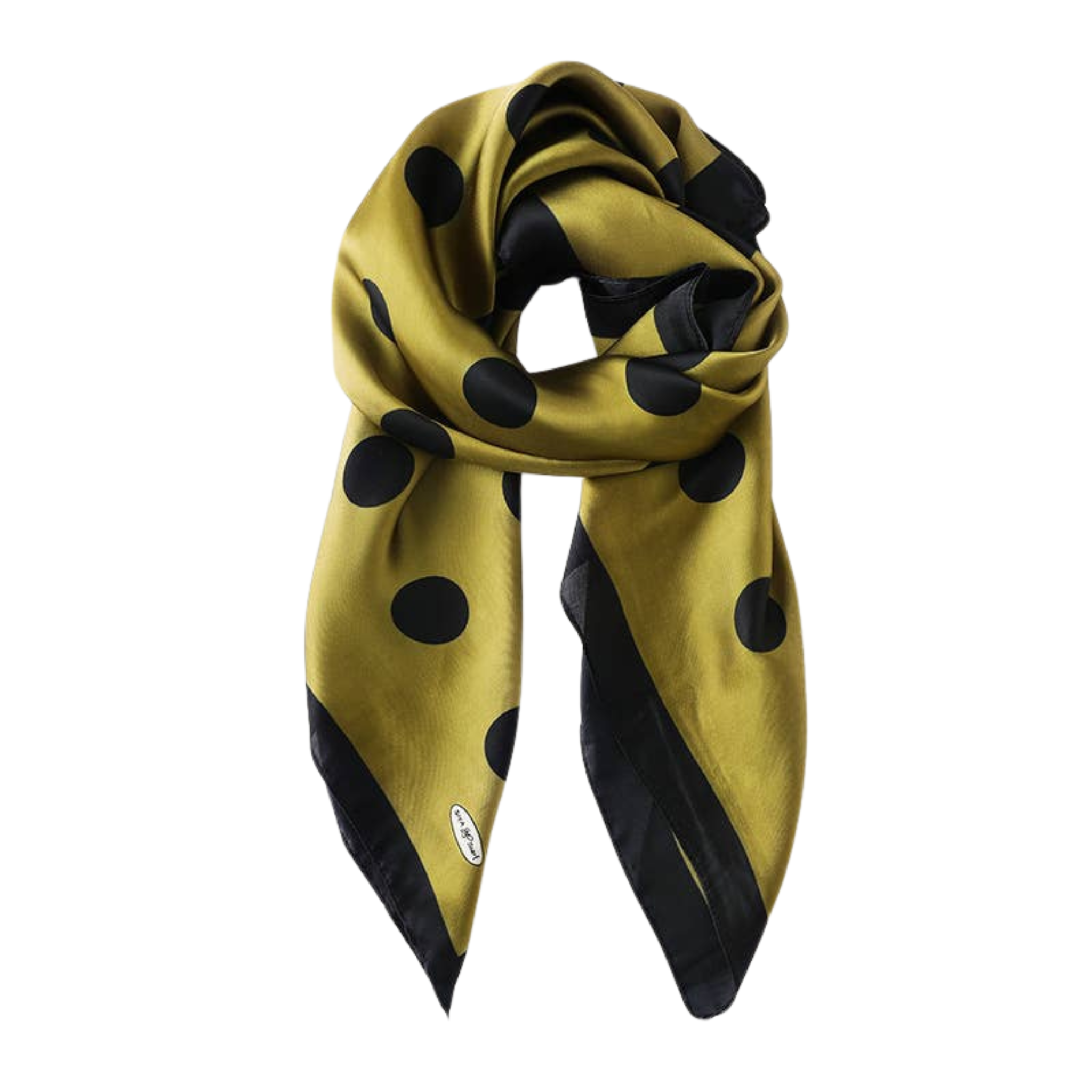 Imitation Silk Dot Print Square Scarf: Green