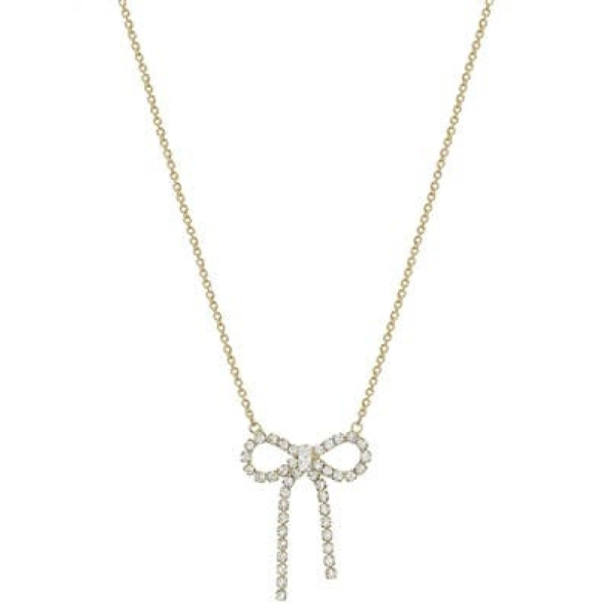 Gold Rhinestone Bow Necklace