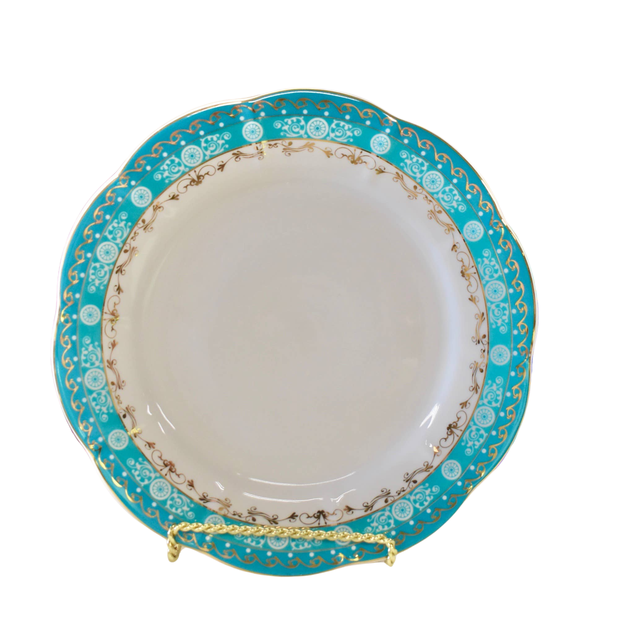 Vintage Turquoise Gold Trim Side Plate – 8"