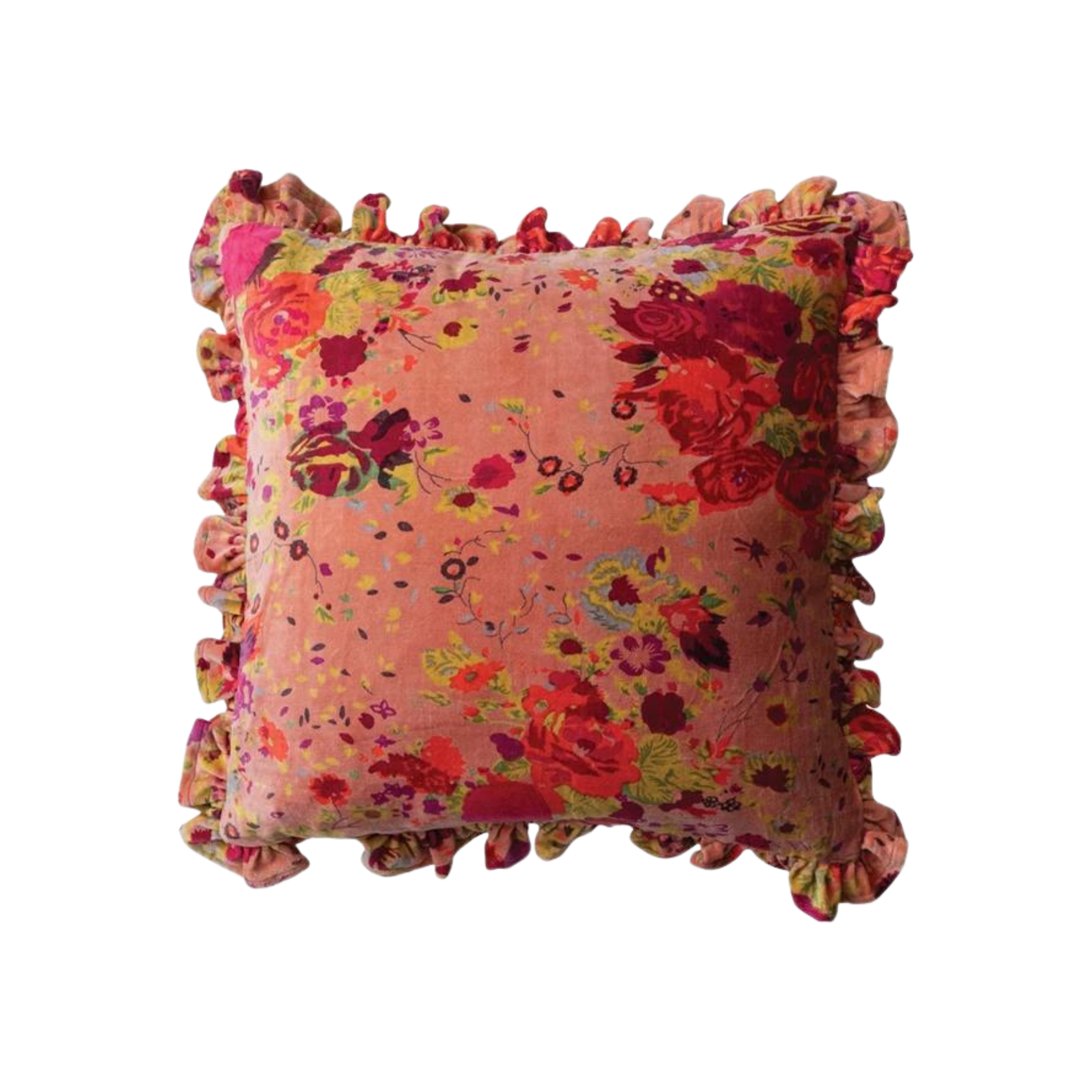 Velvet Floral Printed Pillow | 20" x 20