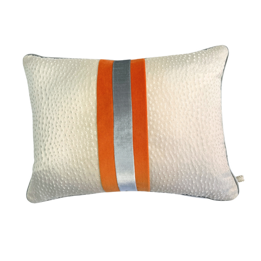 Lizard Linen with Orange + Silver Accent Pillow