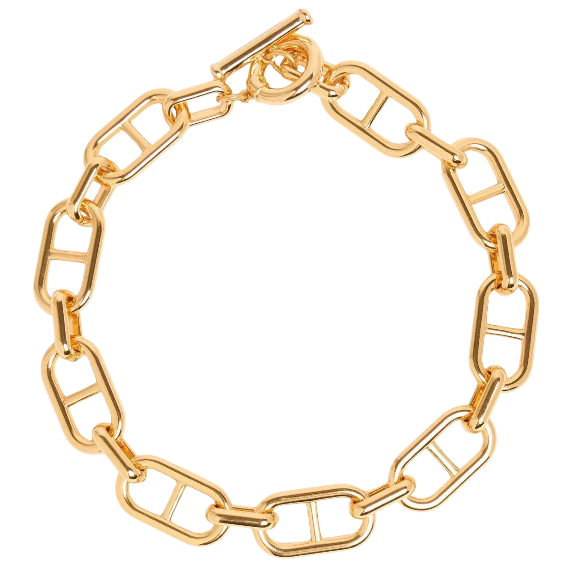 Philippa-Stirrup Steel 14K Toggle Chain