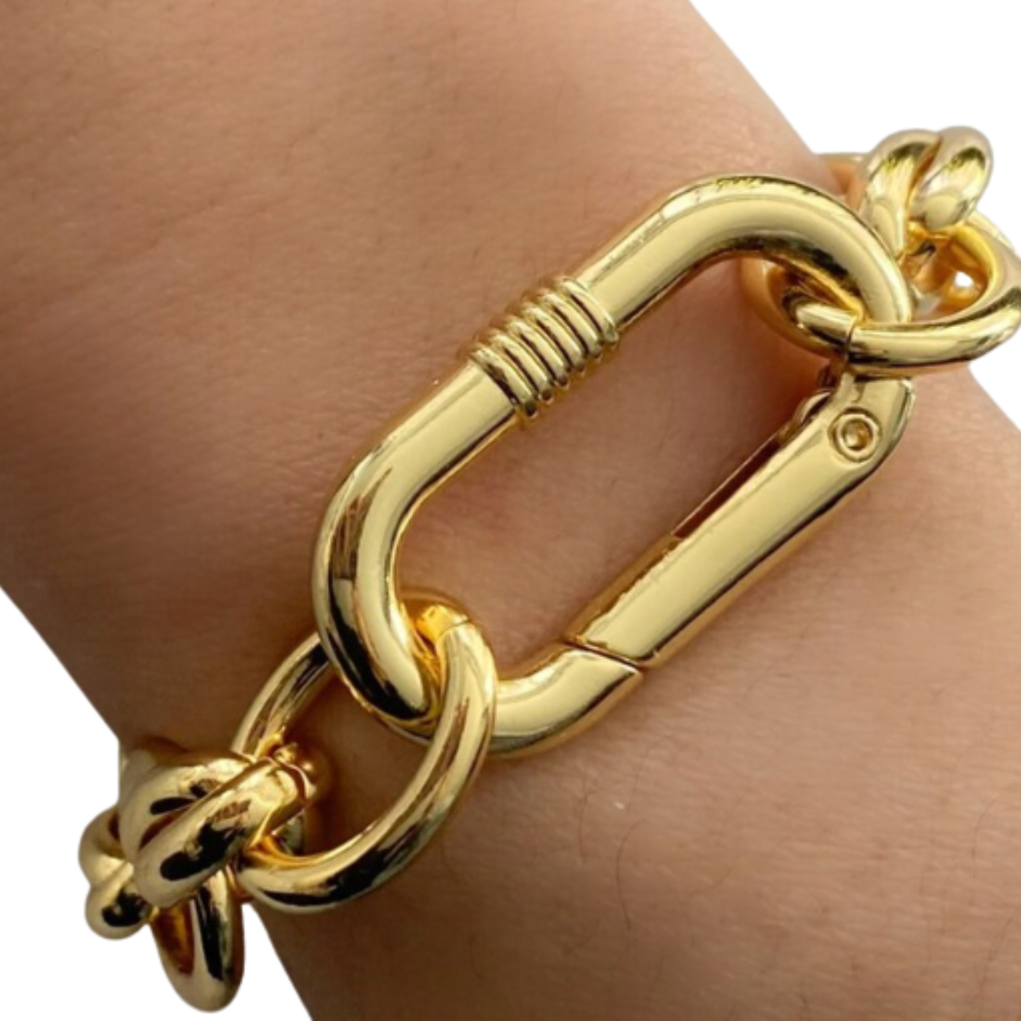 Rodeo D-Link Carabiner Bracelet – Recycled Brass with 14K Gold Plating