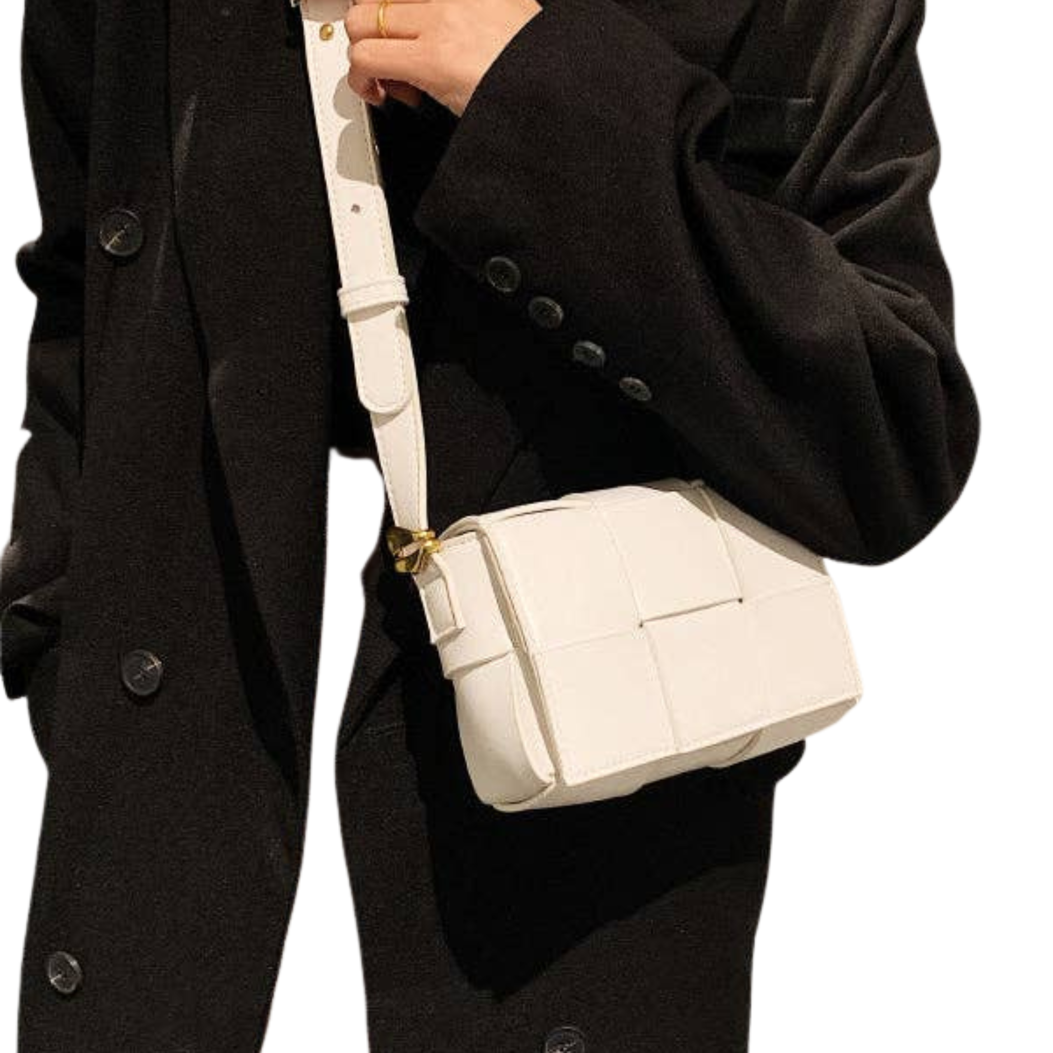 Geometric Split-Joint Shoulder Bag | White
