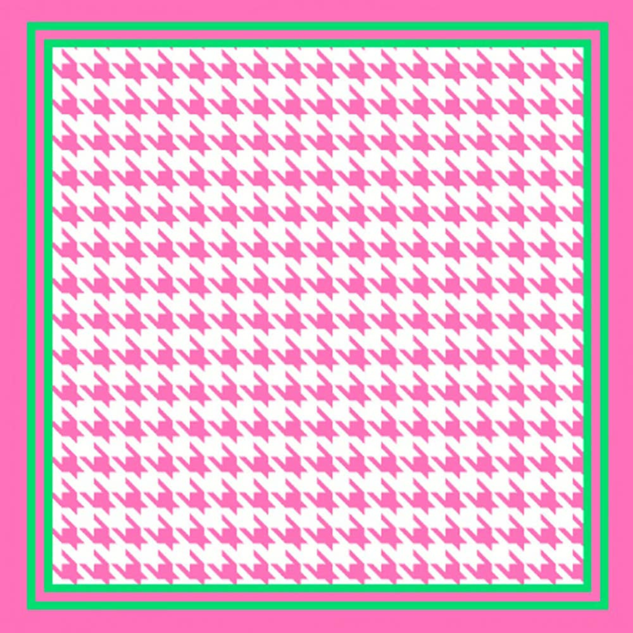 Silky Satin Square Scarf | Pink & Green Houndstooth