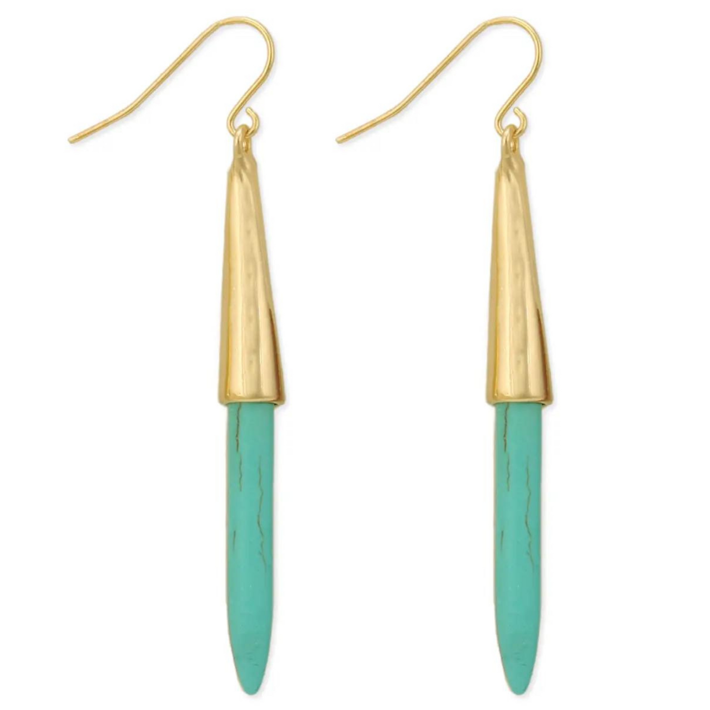 Gold Turquoise Spike Linear Earrings