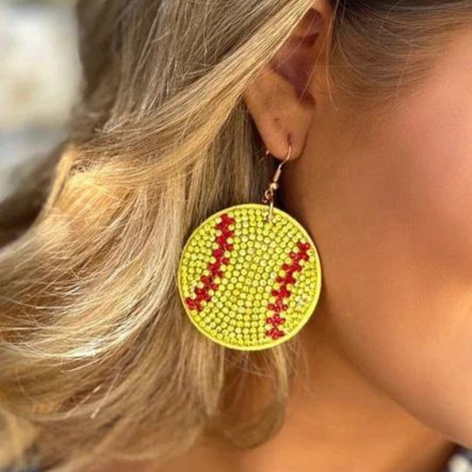 Softball Suede Crystal Game Day Earrings