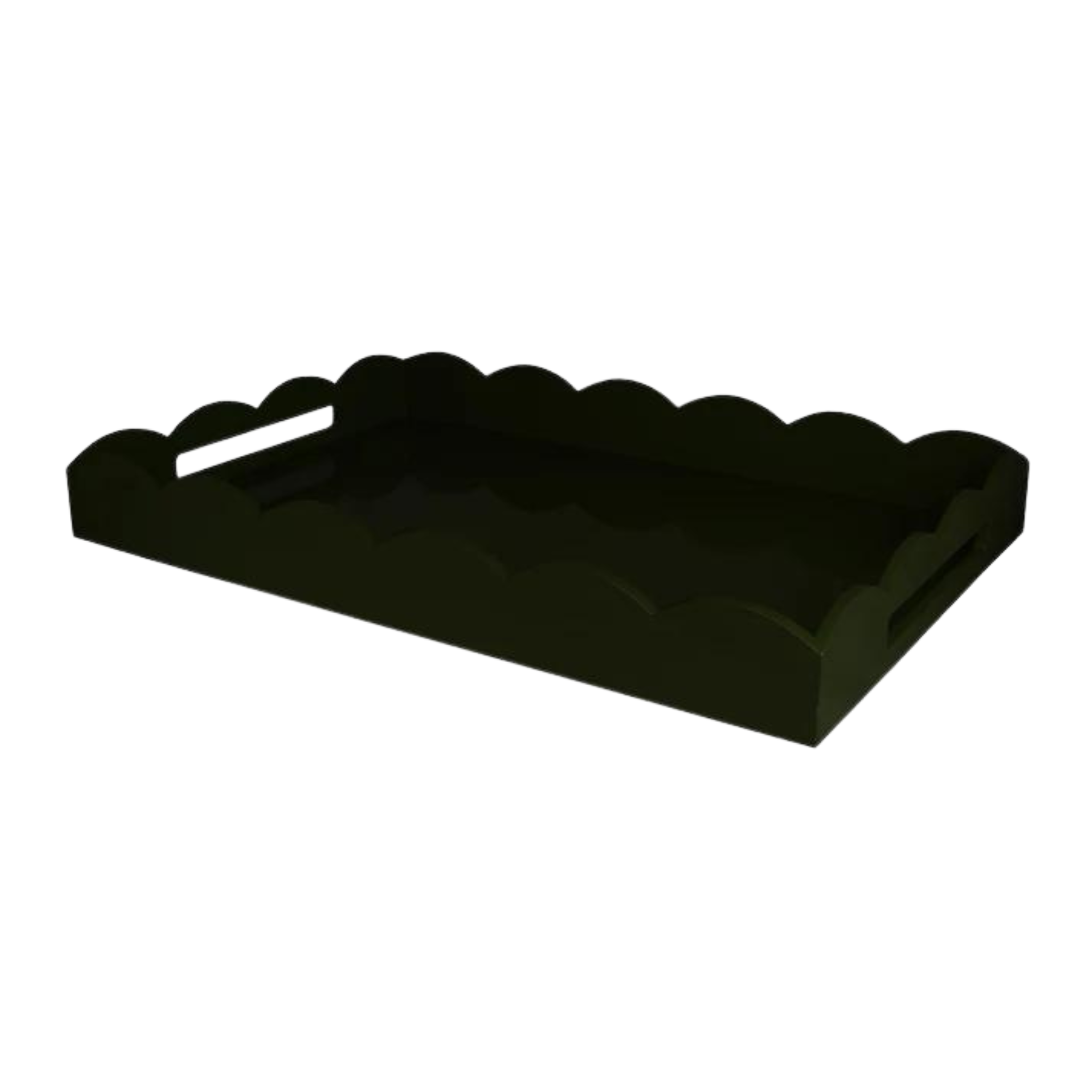 Large Lacquered Scallop Ottoman Tray - Black