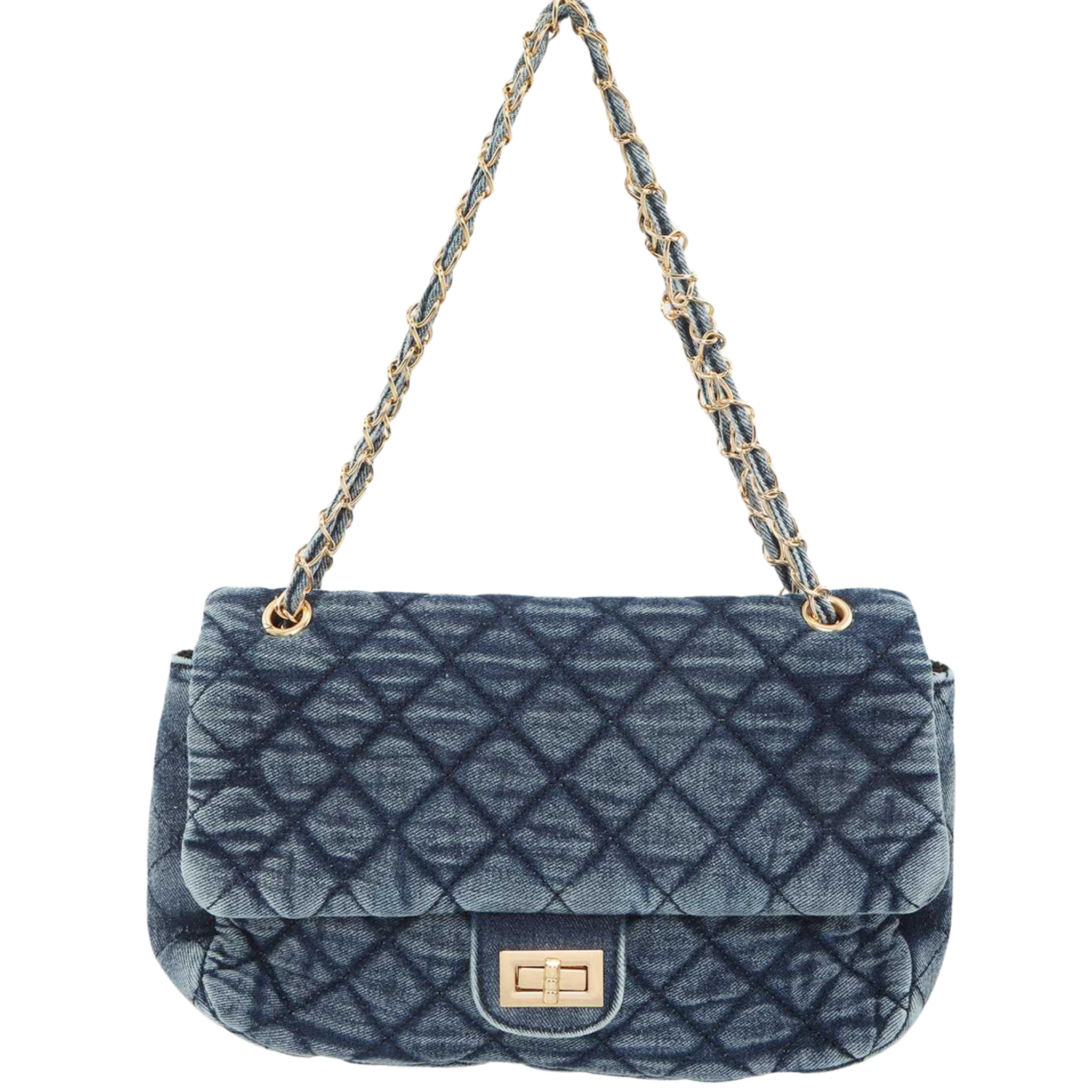 Denim Quilted Shoulder Bag