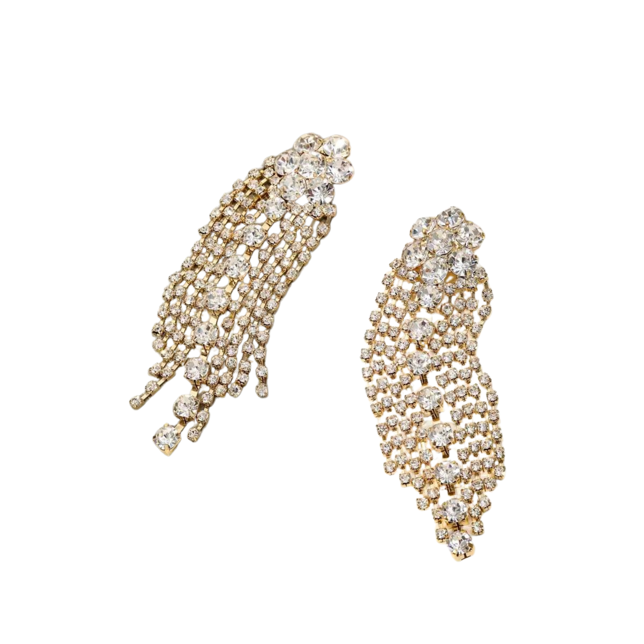 Rhinestone Flower Fringe Earrings