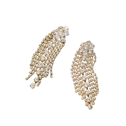 Rhinestone Flower Fringe Earrings