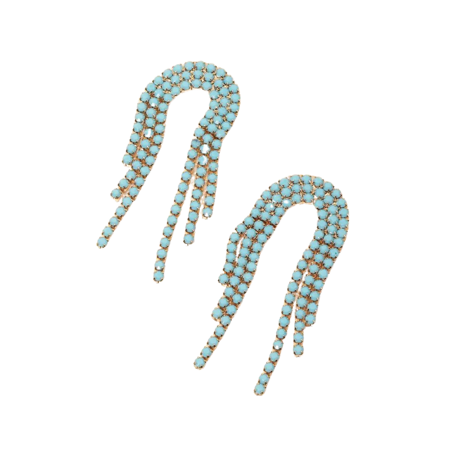 Rhinestone Arch Drop Turquoise Earrings