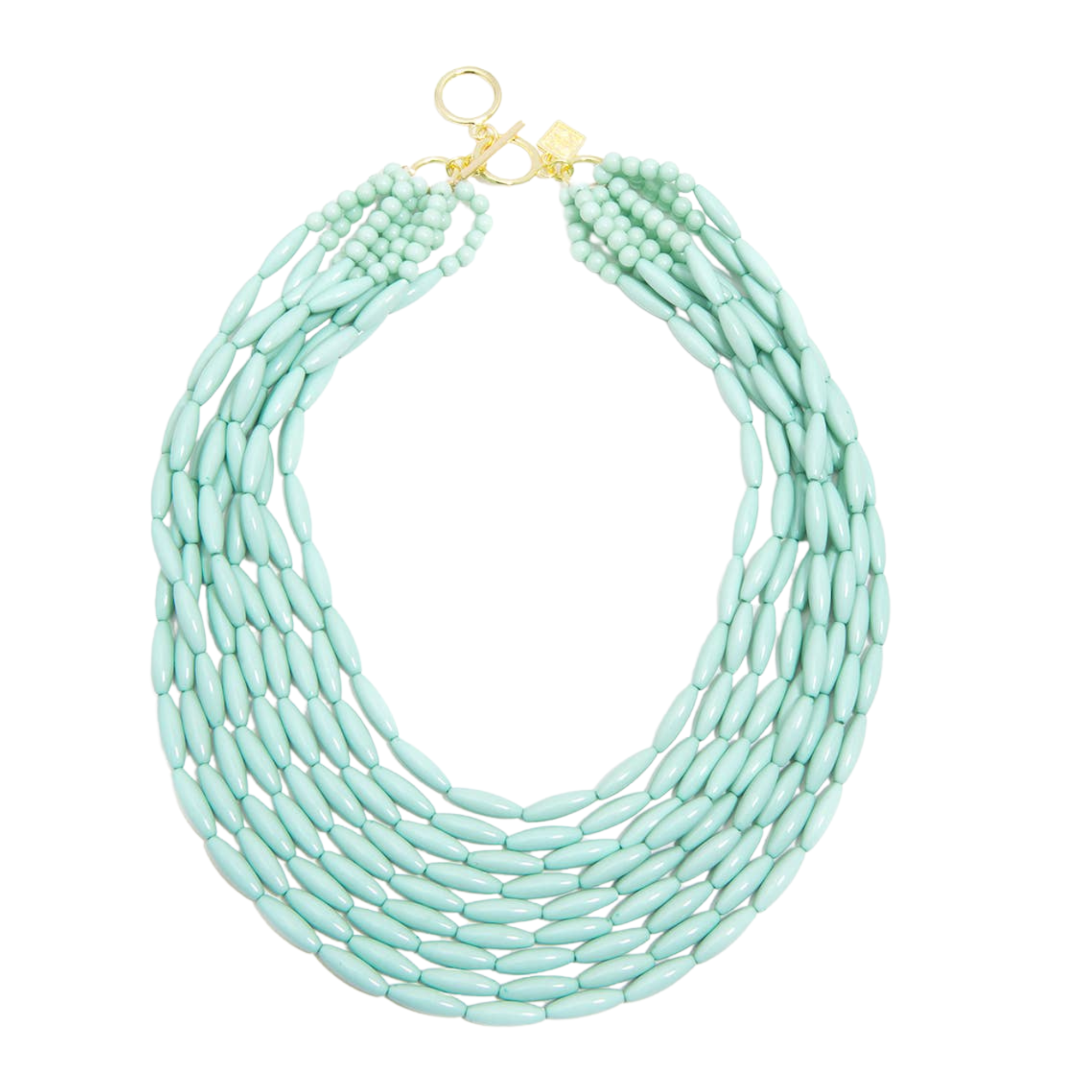 Glossy Beaded Pastel Necklace | Mint