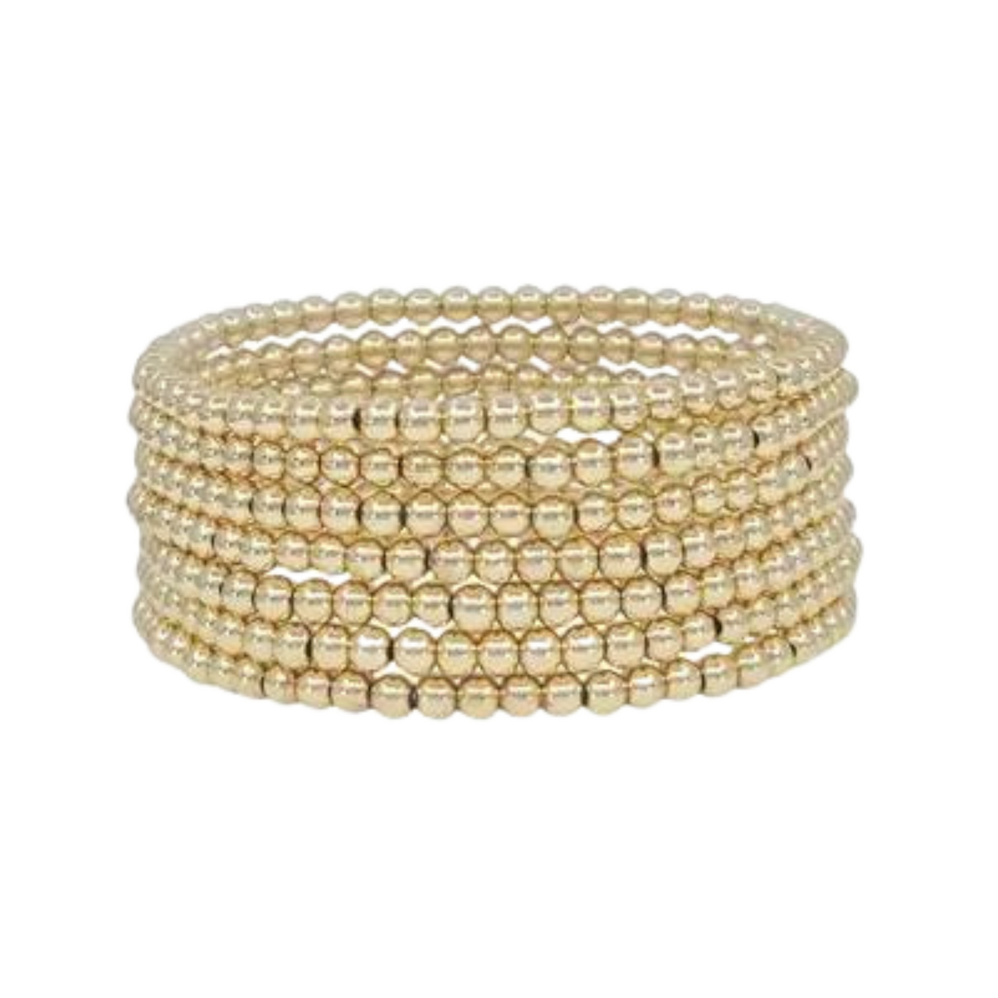 Gold Beaded 4mm Set of 7 Stretch Bracelets