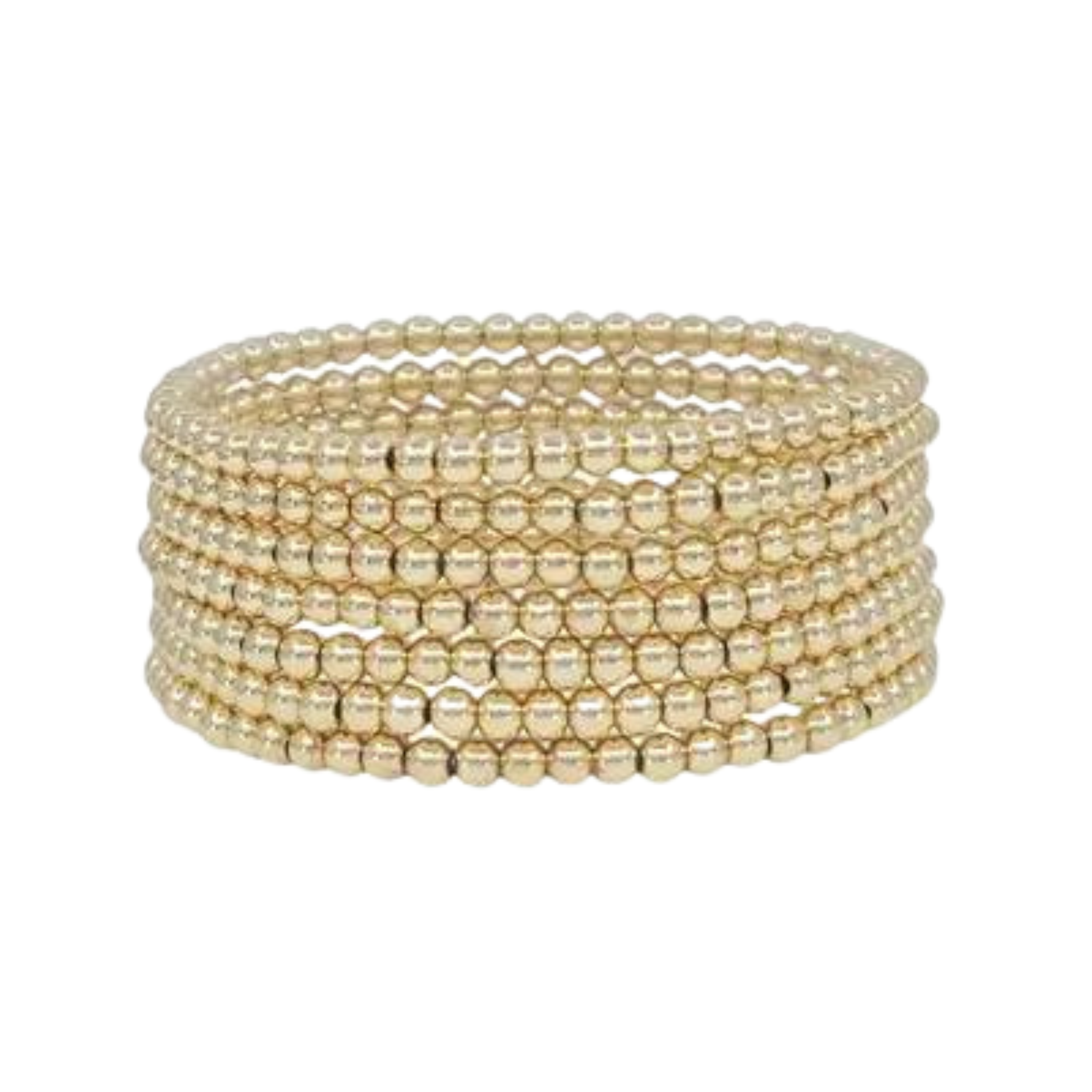 Gold Beaded 4mm Set of 7 Stretch Bracelets