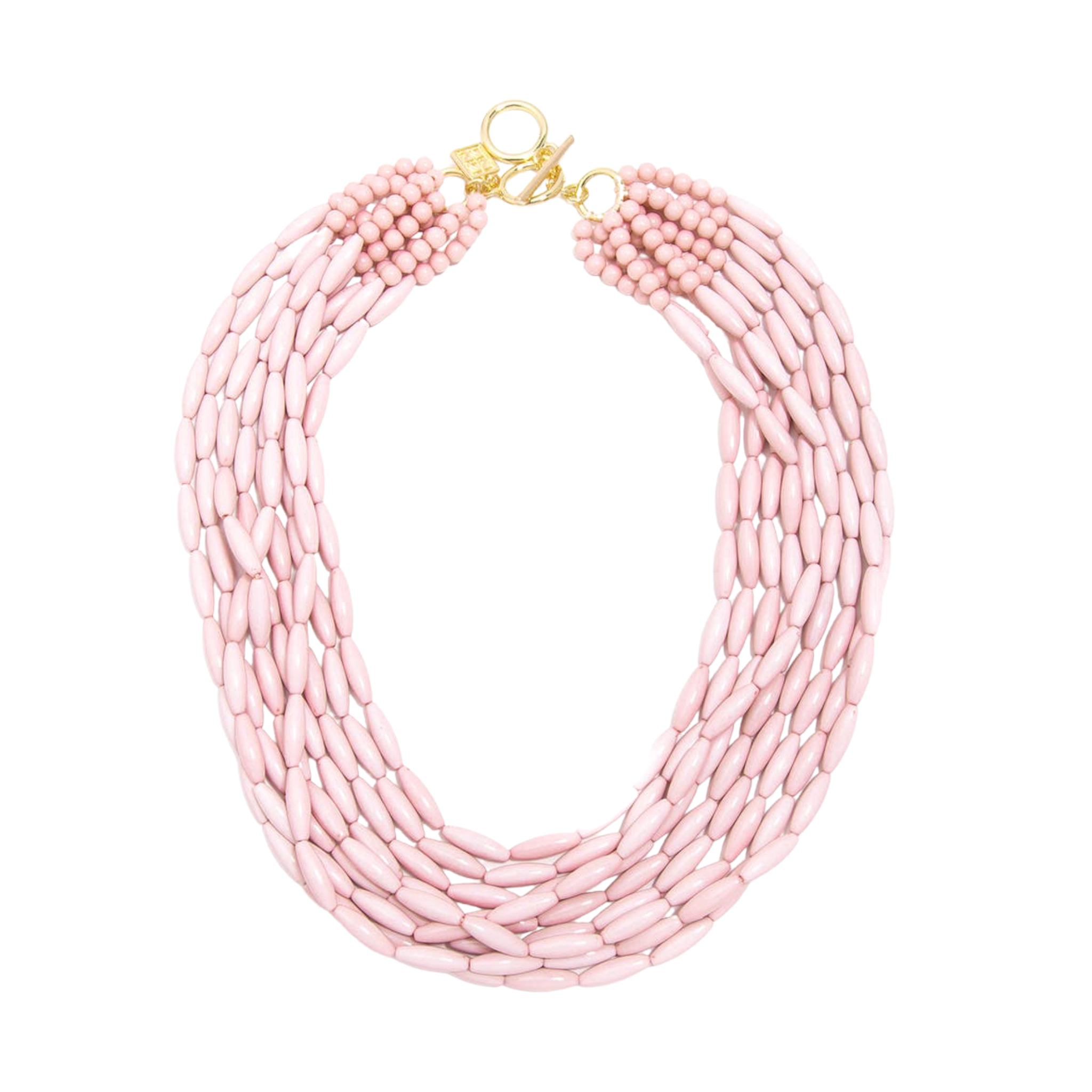 Glossy Beaded Pastel Necklace | Rose