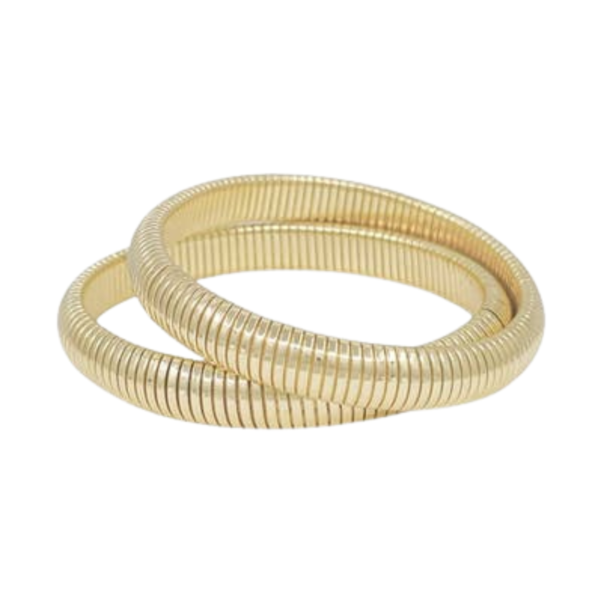 Gold Ribbed Set of 2 Stretch Bracelet