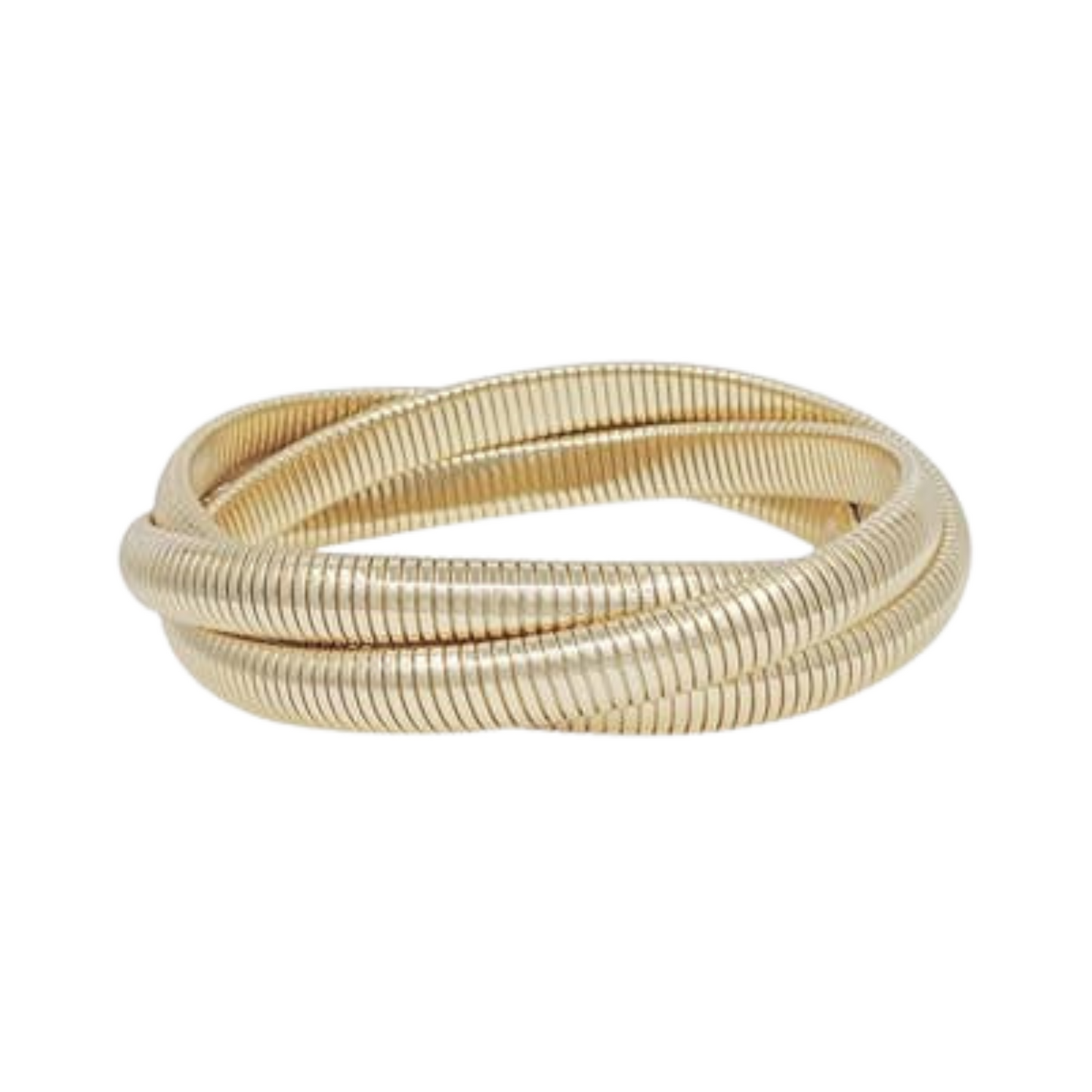 Gold Twisted 8MM Metal Stretch Bracelet