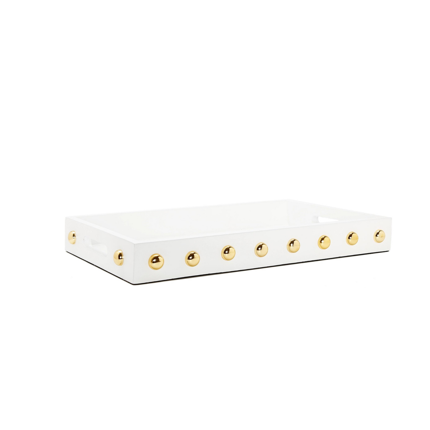 White Decorative Tray With Gold Ball Detail