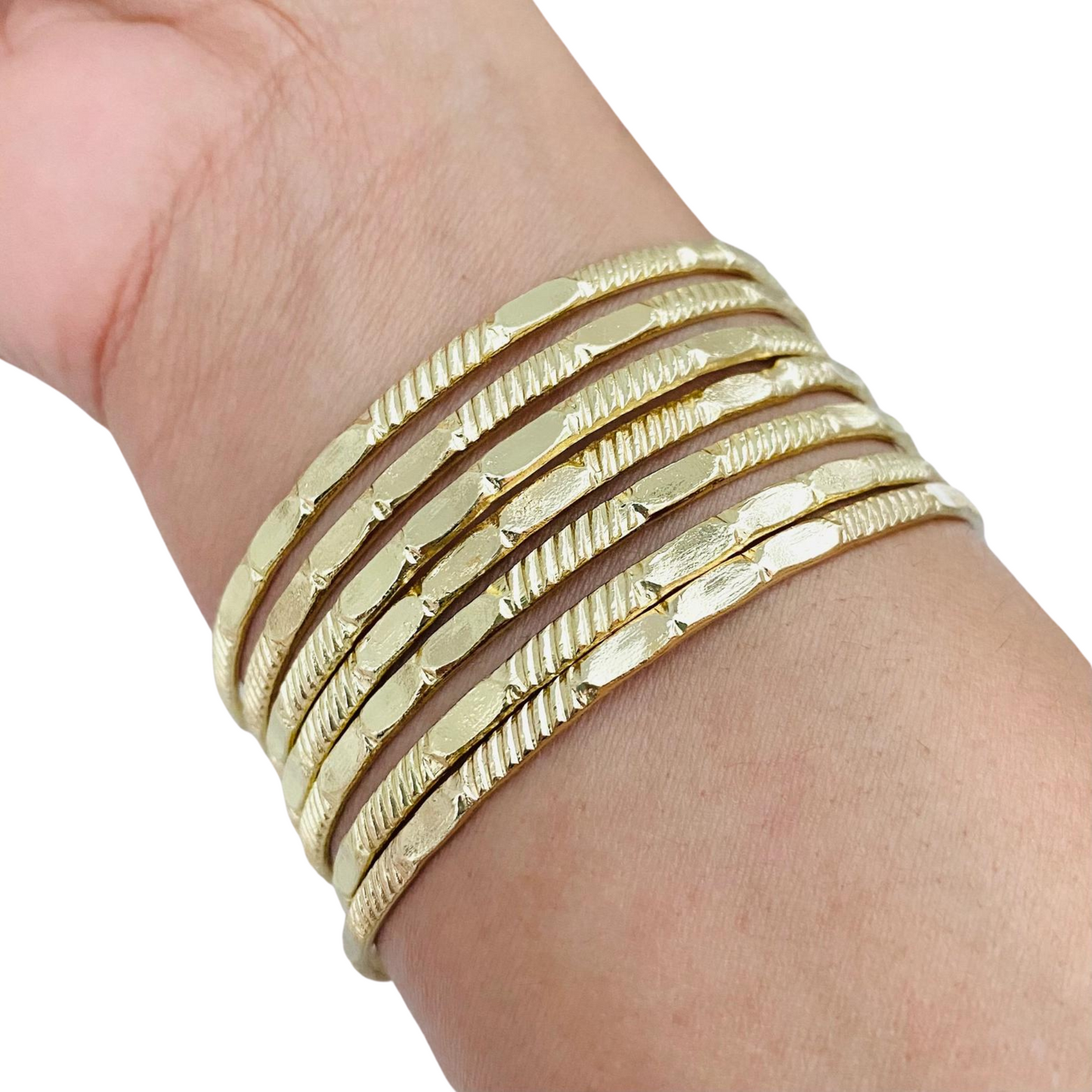 Hammered Bangles Bracelet Set (7)