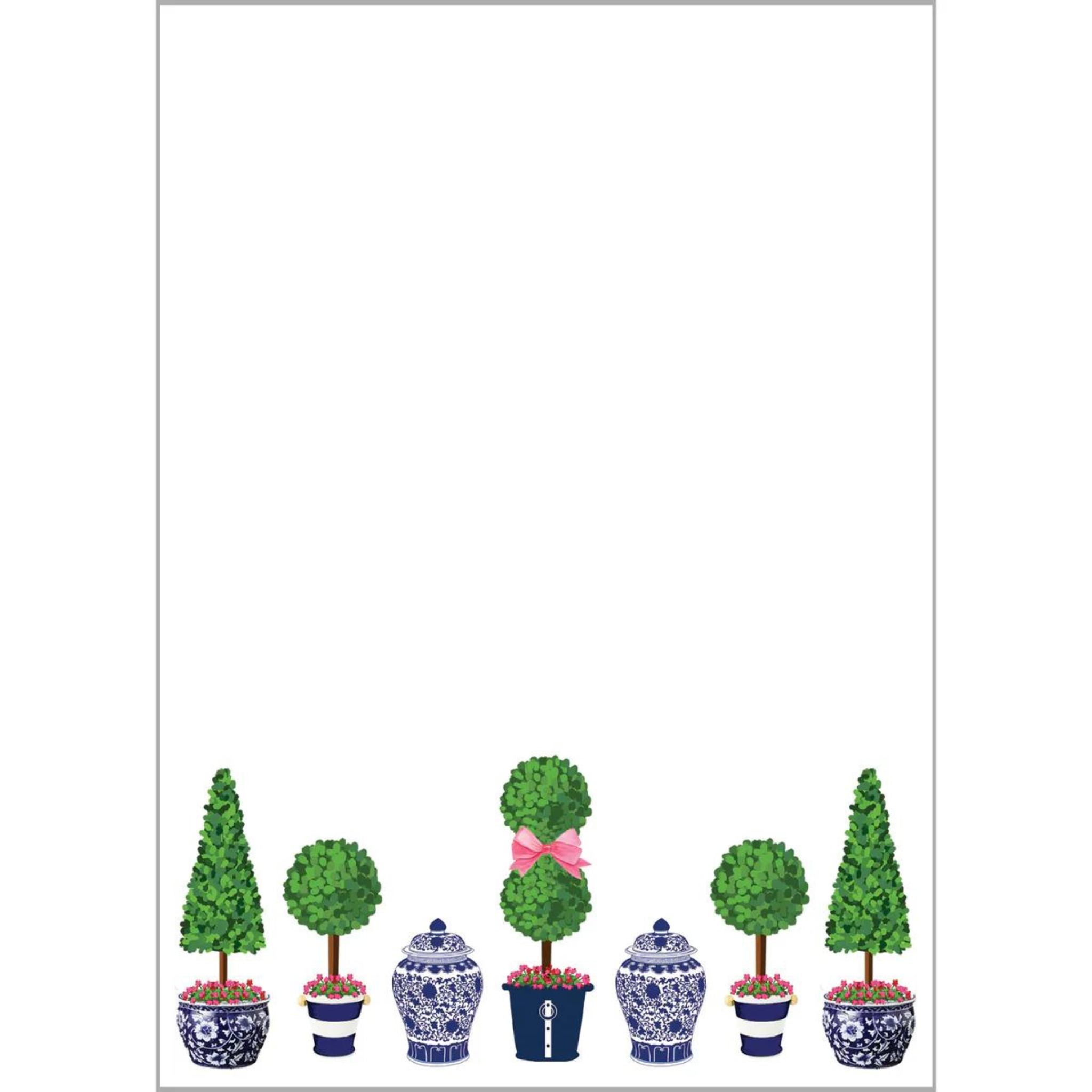 Topiary Trees with Pink Bows Notepad