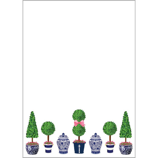 Topiary Trees with Pink Bows Notepad