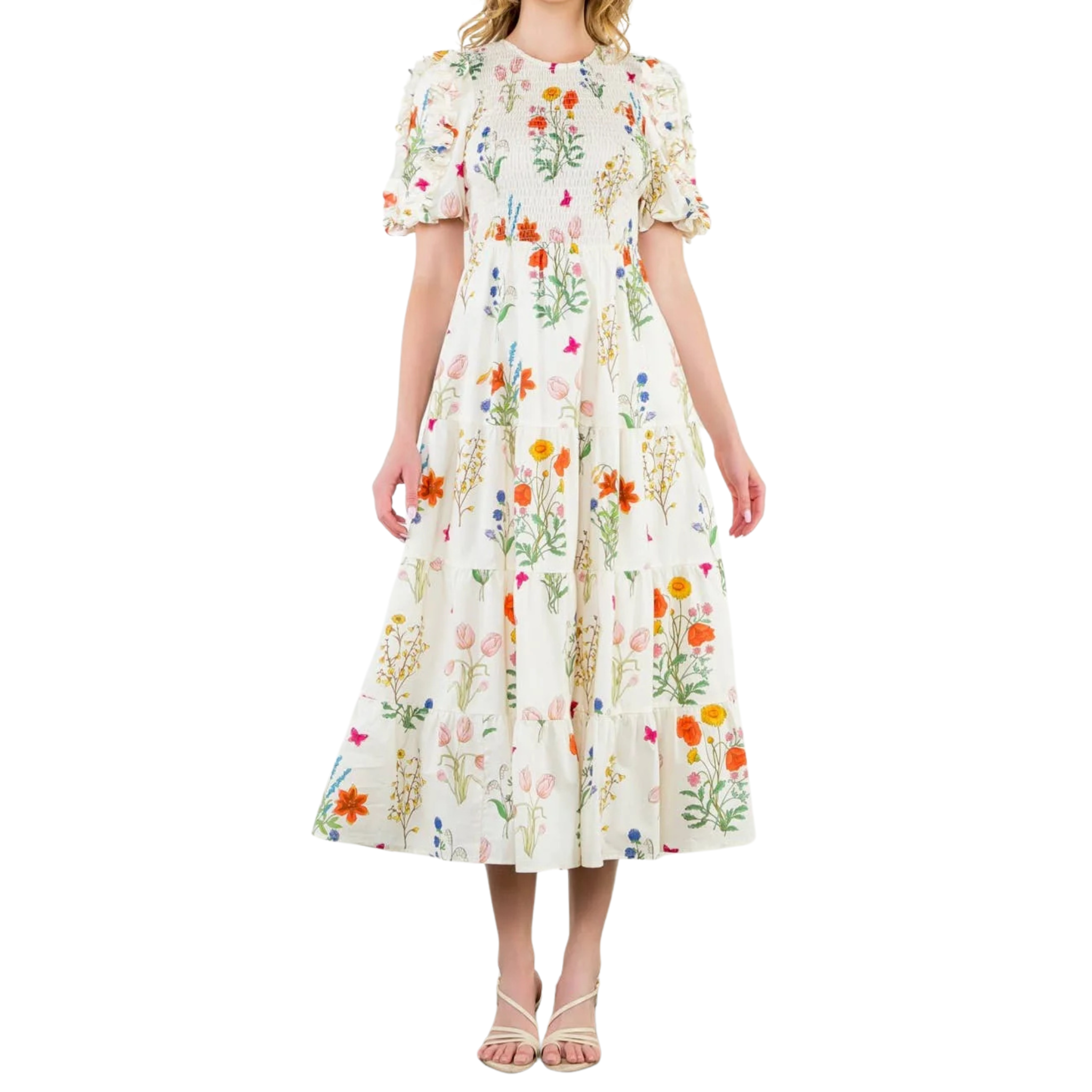 Puff Sleeve Floral Maxi Dress