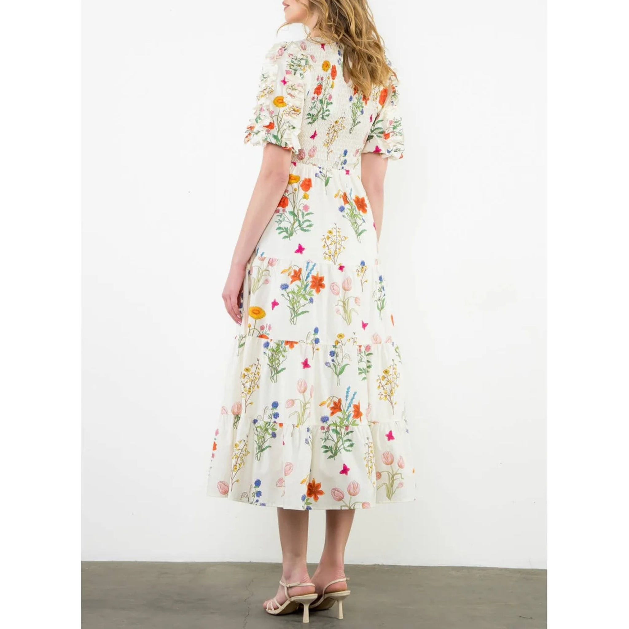 Puff Sleeve Floral Maxi Dress