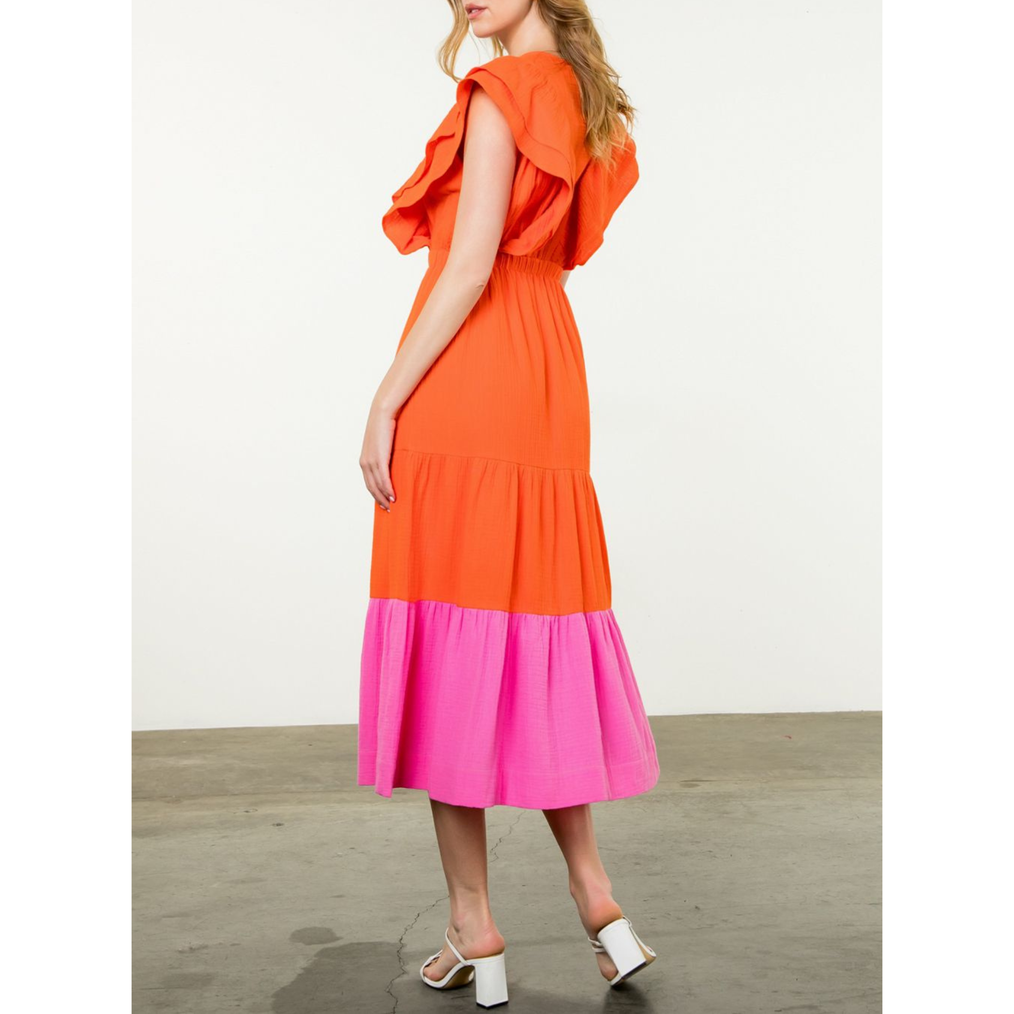 Flutter Sleeve Tiered Maxi Dress