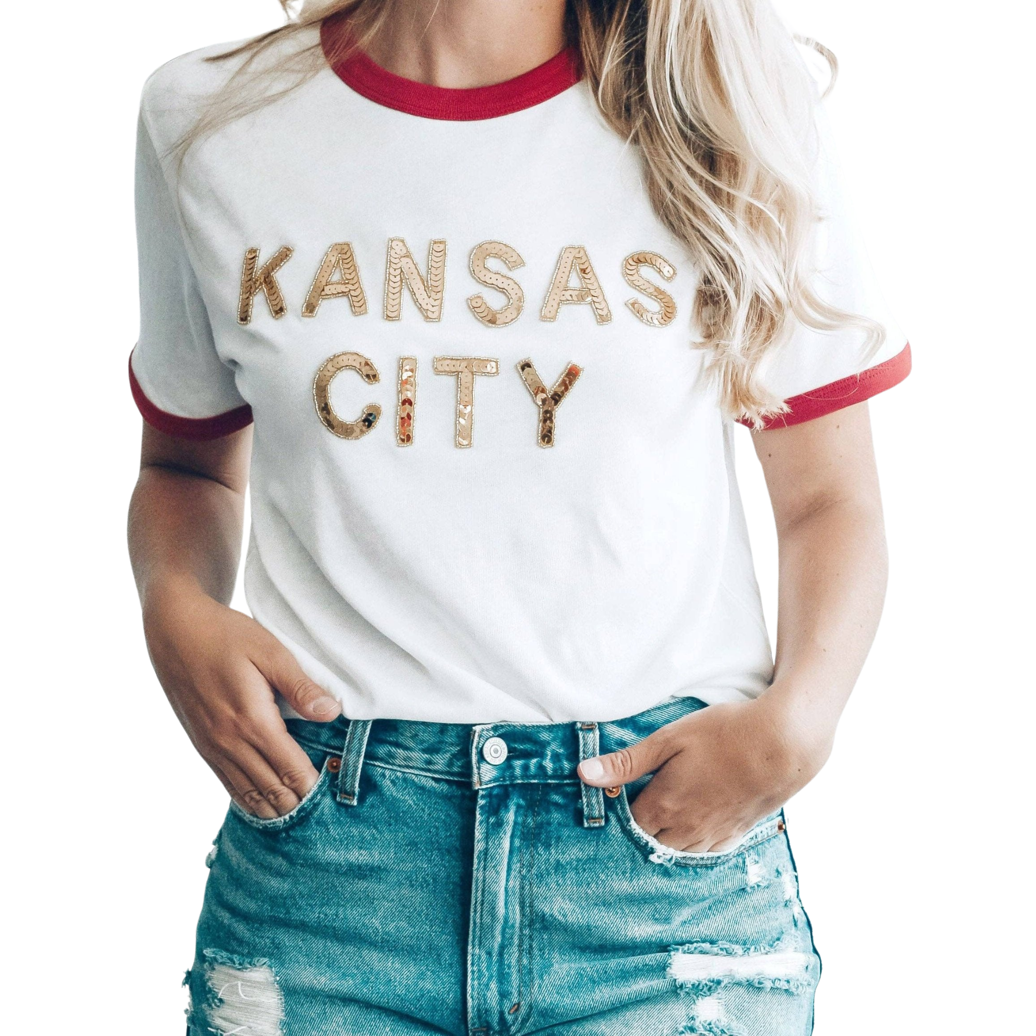 Kansas City Sequin Ringer Tee