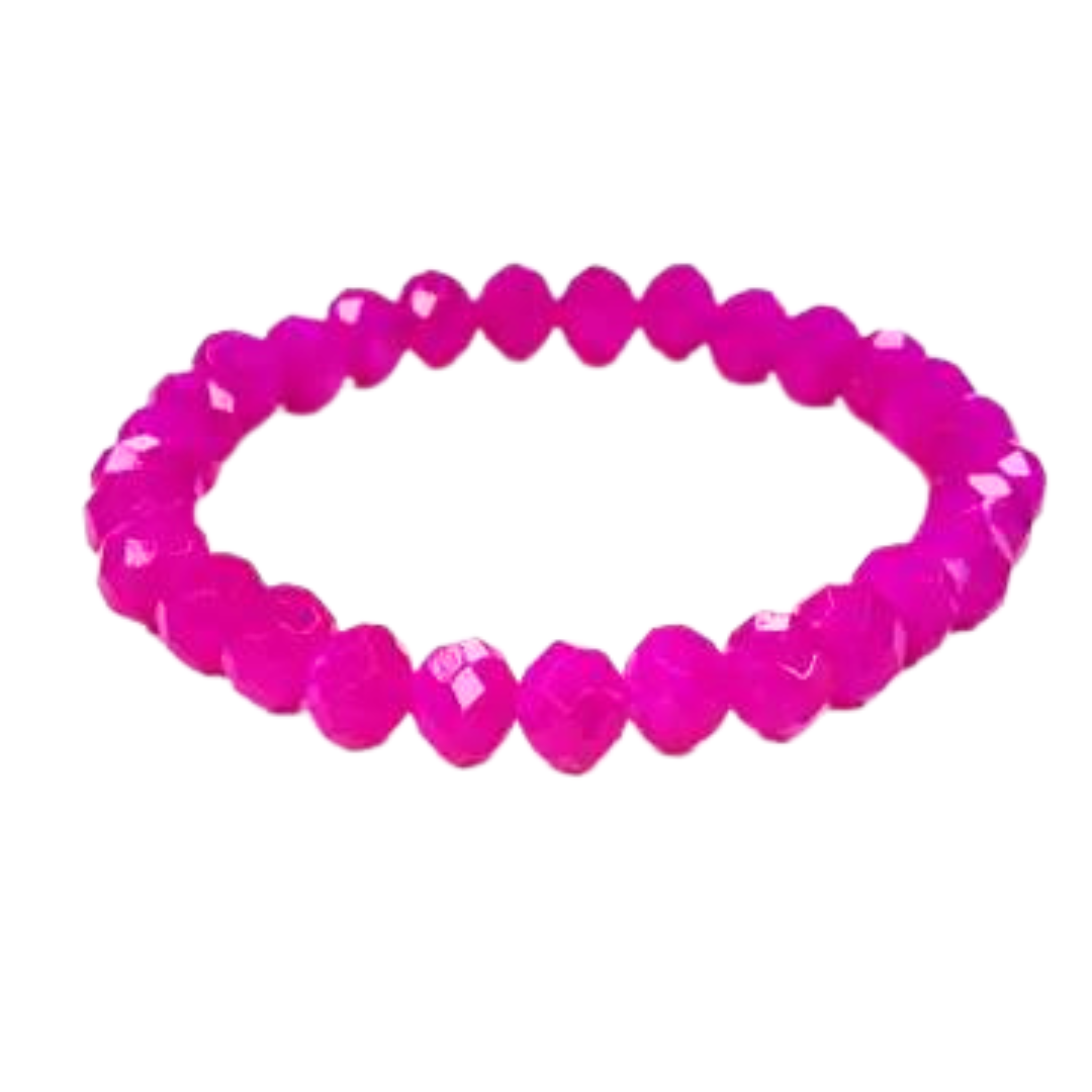 Rondelle Stretch Beaded Bracelet | Hot Pink