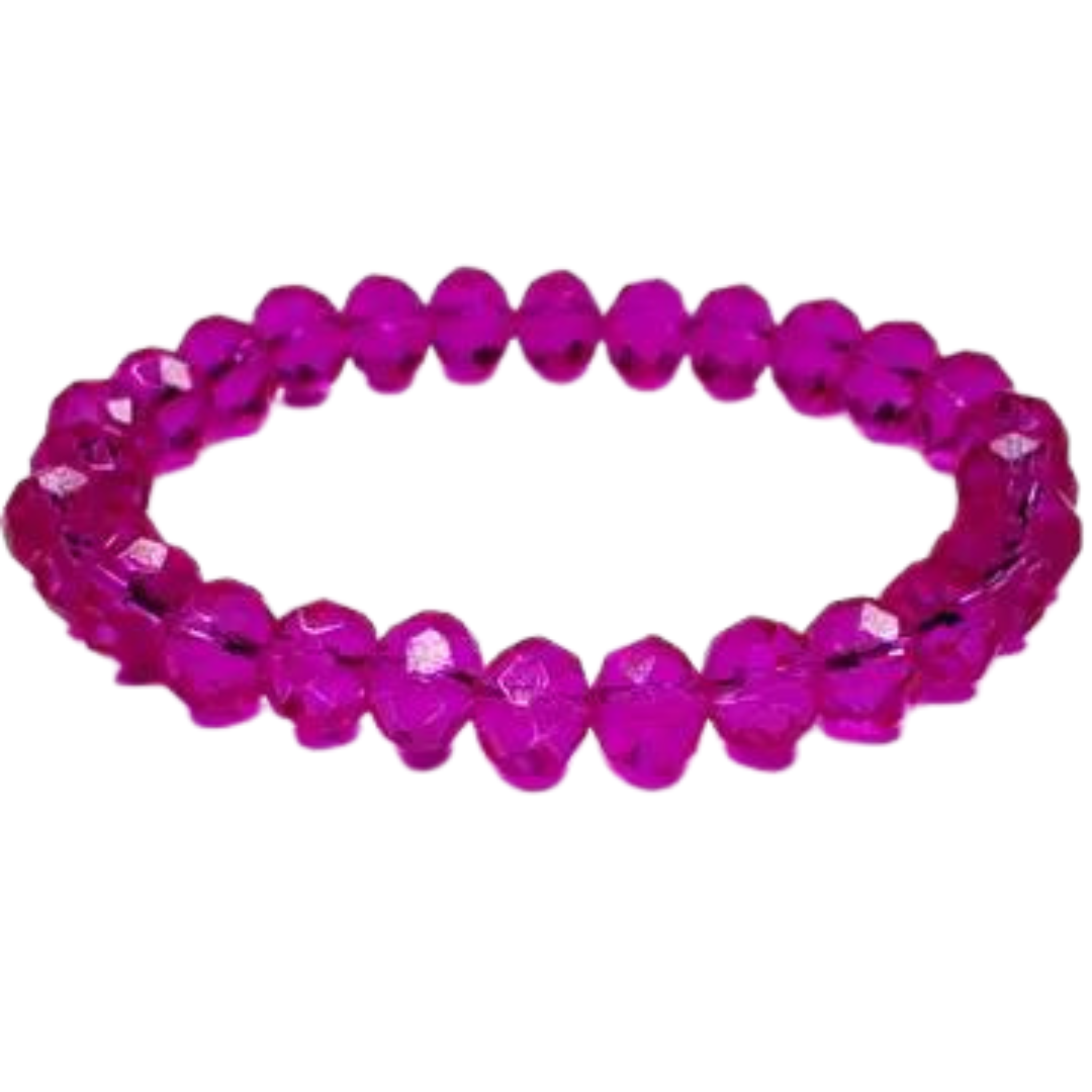 Rondelle Stretch Beaded Bracelet | Clear Hot Pink