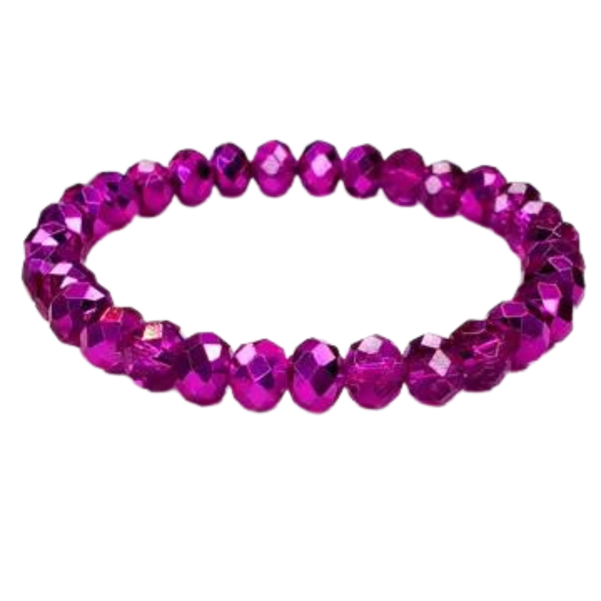 Rondelle Stretch Beaded Bracelet | Metallic Pink