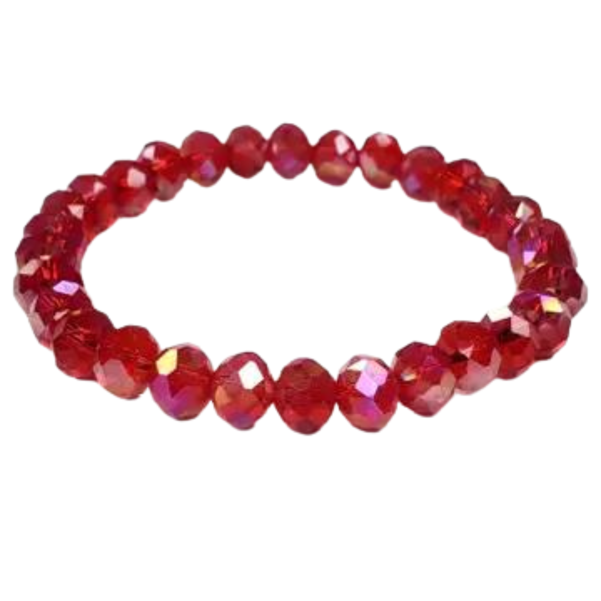 Rondelle Stretch Beaded Bracelet | Metallic Red