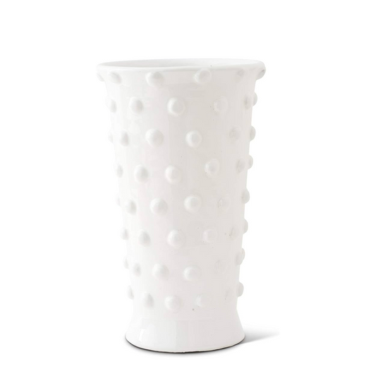 Large White Dot Vase - Tall Taper
