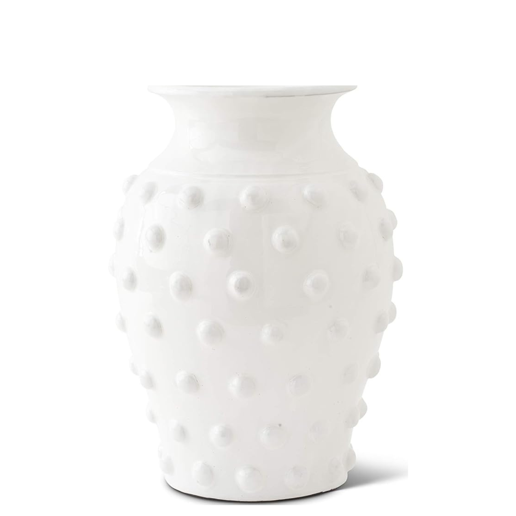 Large White Dot Vase - Wide Taper