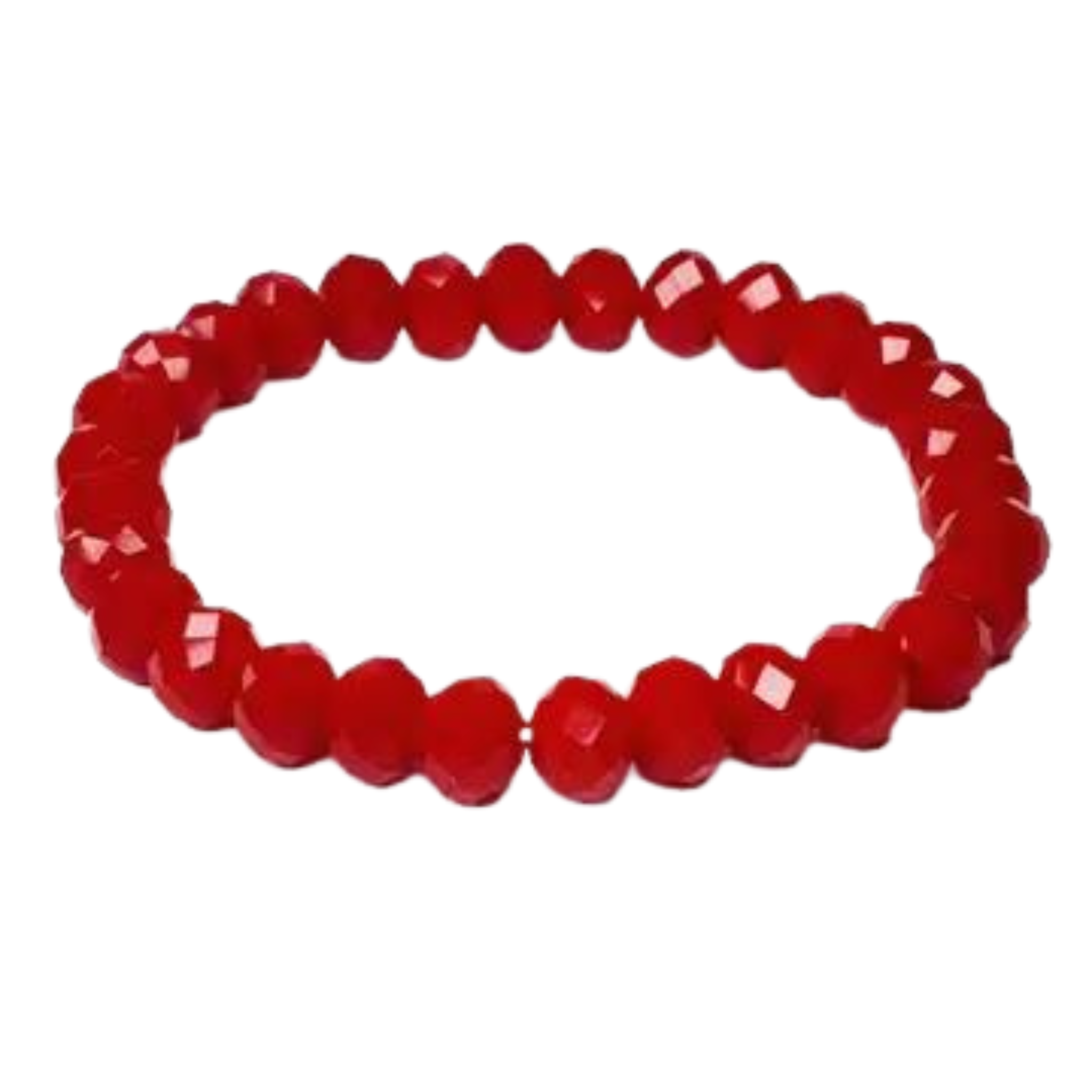 Rondelle Stretch Beaded Bracelet | Red