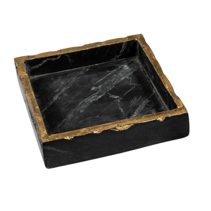 Gold Edged Marble Napkin Box | Large