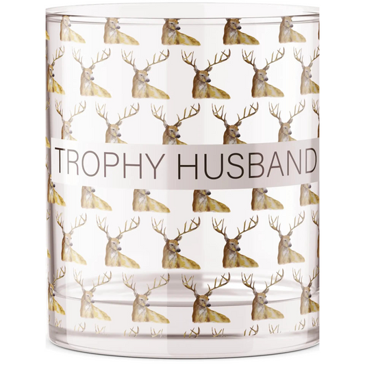 Trophy Husband Deer Rocks Glass