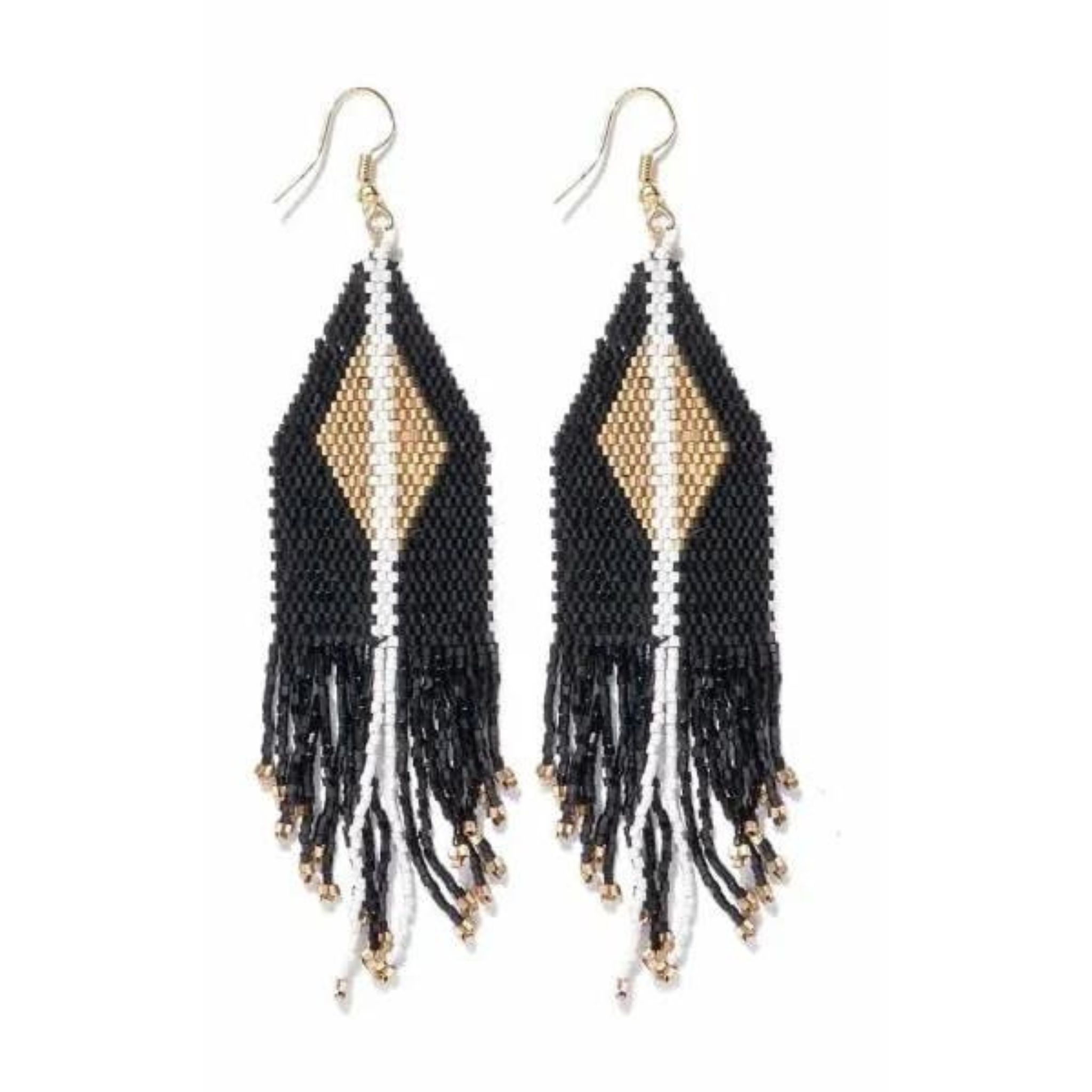 Black & Gold Beaded Earrings