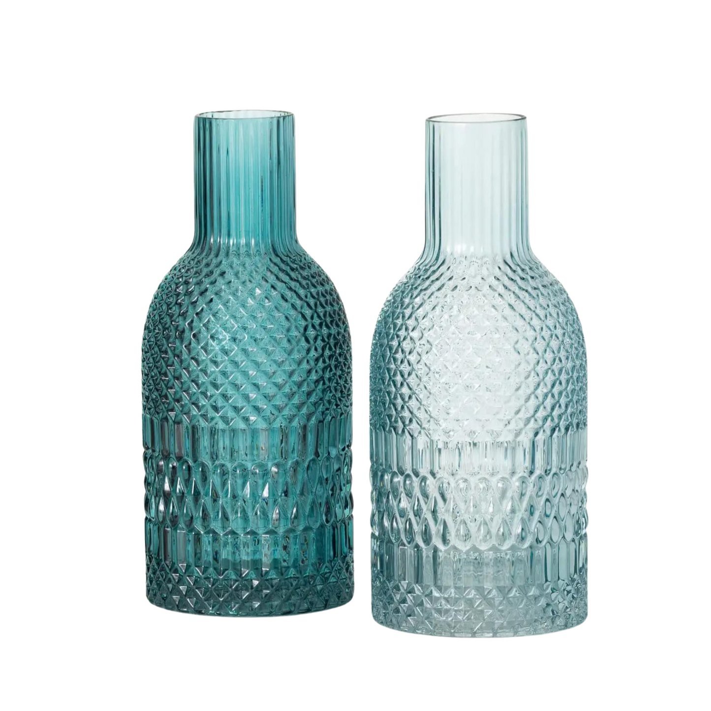 Turquoise Faceted Bottle Vases