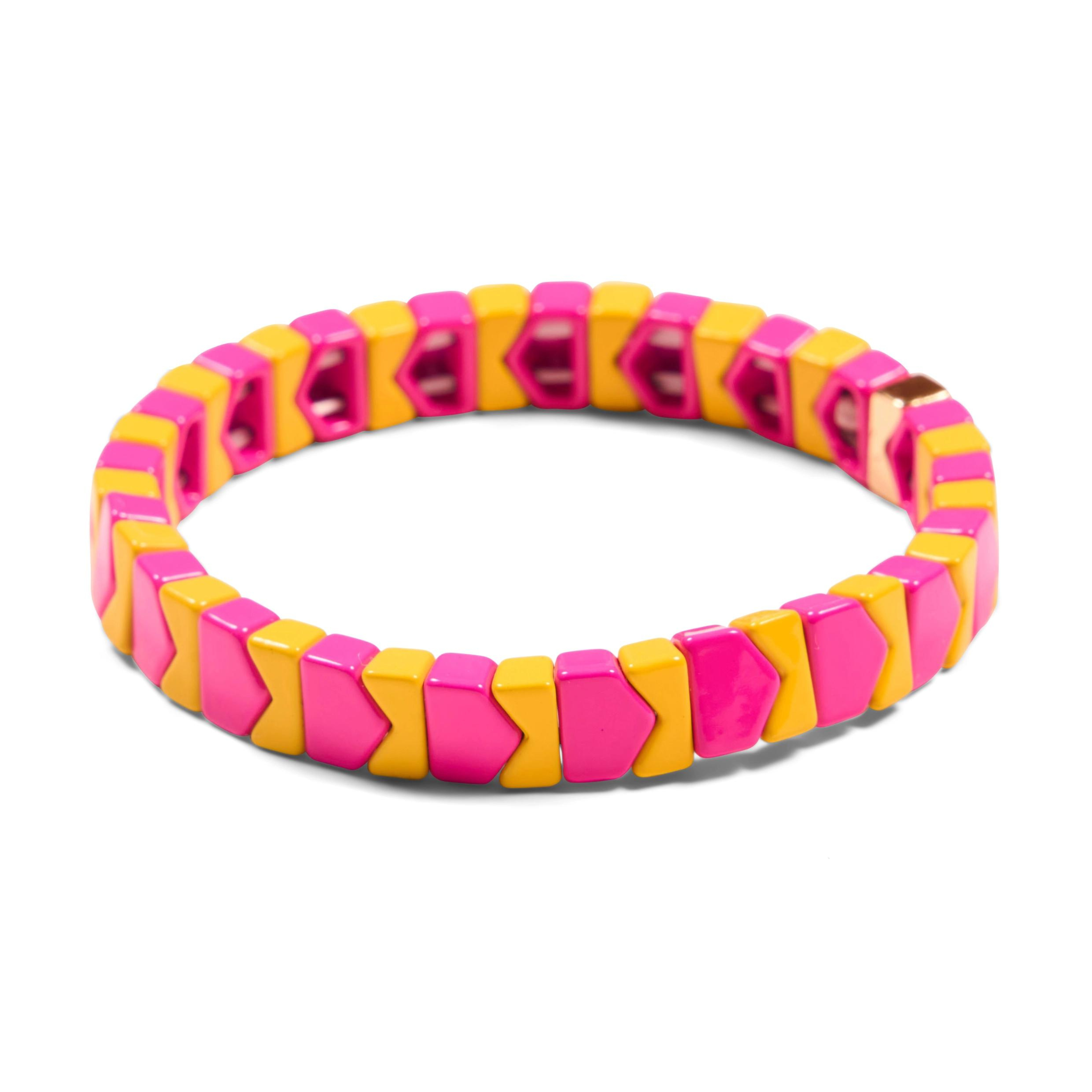 Going My Way Tile Bracelet | Fuchsia & Yellow