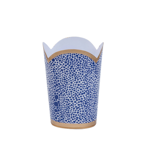 Enameled Tulip Wastebasket | Blue + White