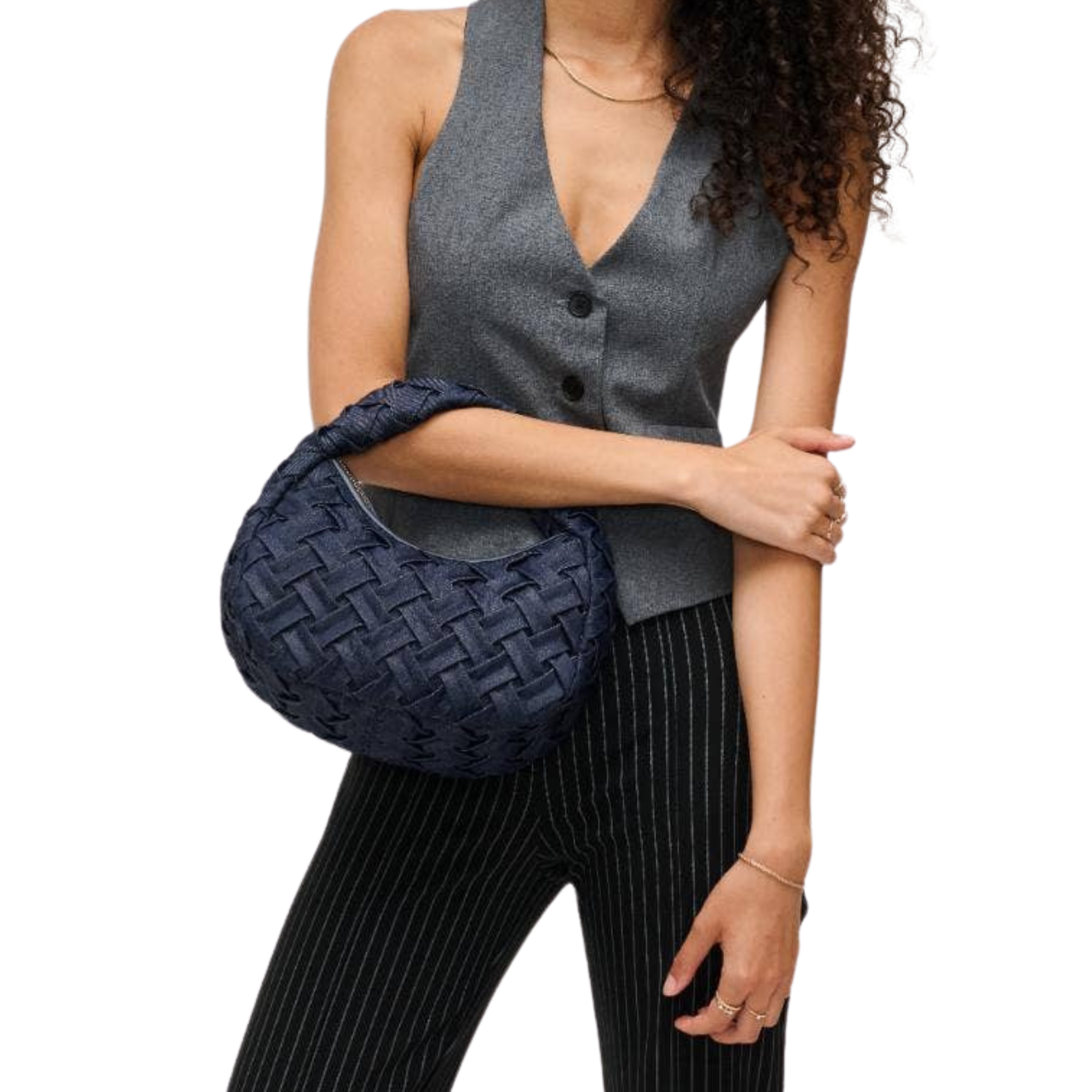 Noreen Woven Clutch | Denim