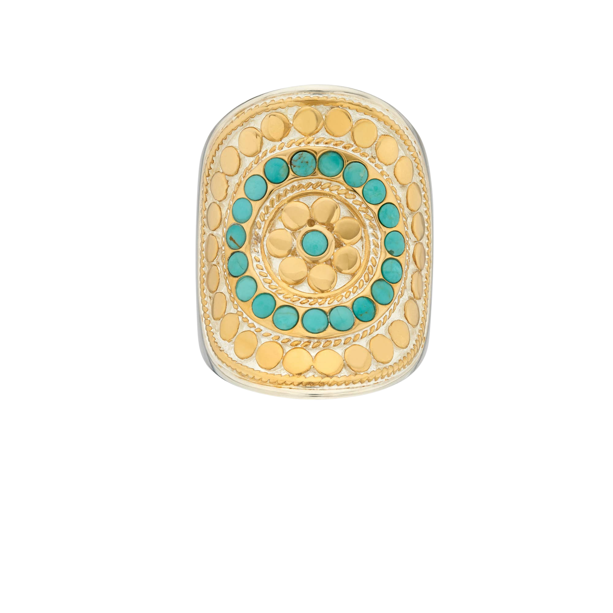 Anna Beck Flora Saddle Ring - Turquoise, Gold & Silver
