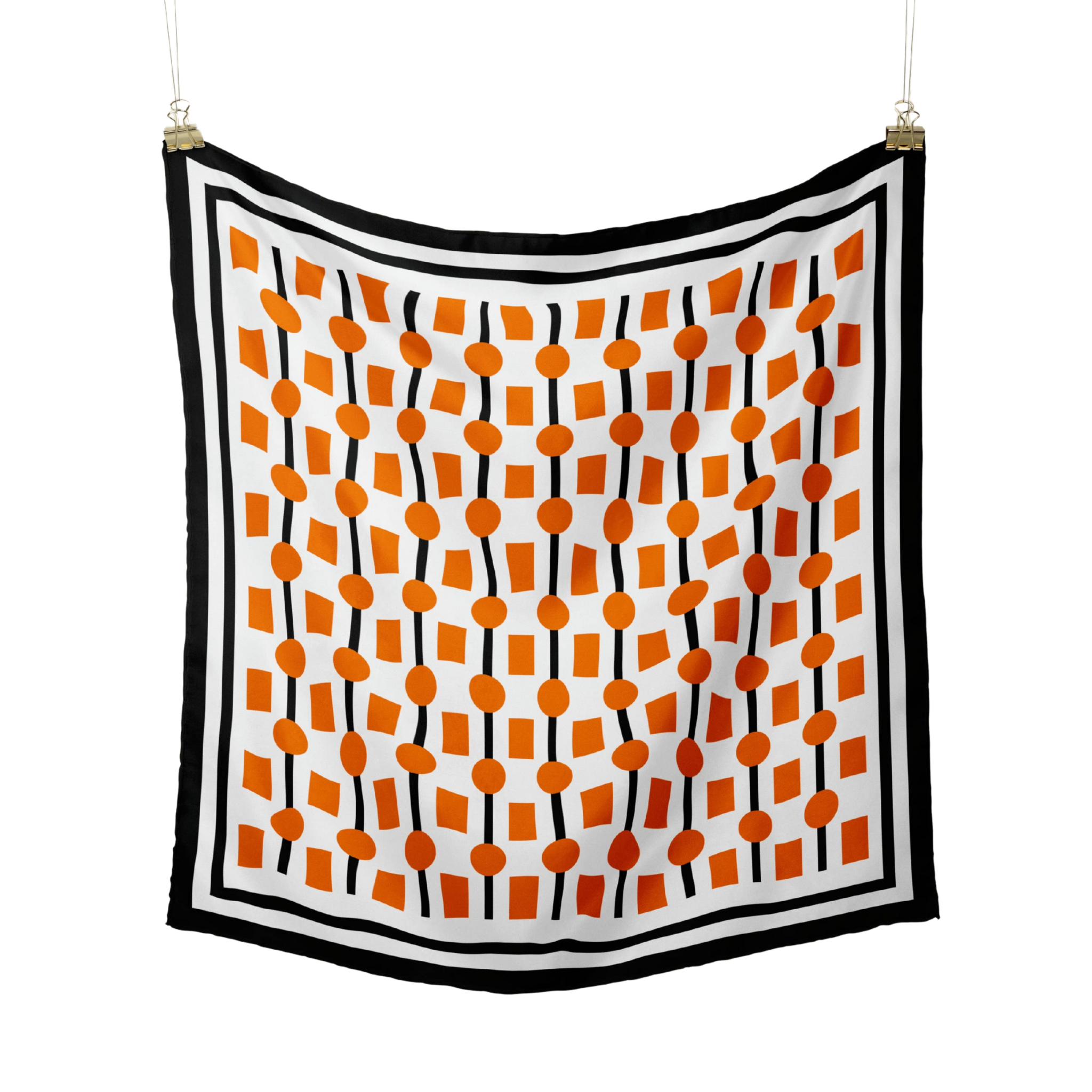 Orange Squares Satin Scarf